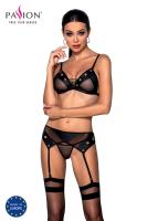 Комплект белья Passion NESSY SET XXL/XXXL black, бюстгальтер, пояс для чулок, стринги