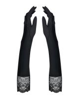 Высокие перчатки с камнями и кружевом Obsessive Miamor gloves, black
