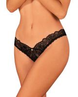 Кружевные стринги Obsessive Donna Dream crotchless thong XS/S Black, открытый доступ