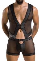 Комплект мужского белья на шнуровке Passion 053 Set William S/M Black, жилет, боксеры