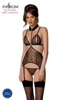 Корсет с открытой грудью Passion DOMINICA CORSET XXL/XXXL black, пажи для чулок, стринги