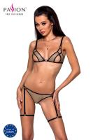 Эротический комплект нижнего белья Passion GABI SET XXL/XXXL beige, трусики с гартерами