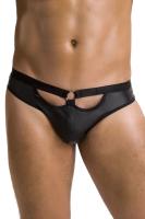 Мужские слипы с вырезами Passion 041 Slip Joe L/XL Black, экокожа, открытые ягодицы