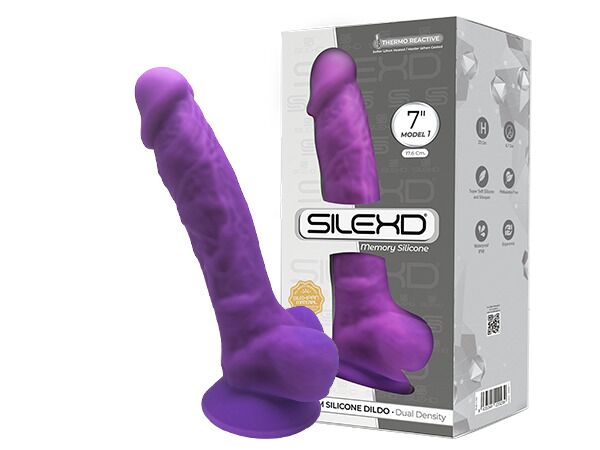 Фаллоимитатор SilexD Johnny Purple (MODEL 1 size 7in), двухслойный, силикон+Silexpan, диаметр 3,8 см
