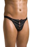 Мужские слипы на шнуровке Passion 044 Slip Ben S/M Black, экокожа, люверсы