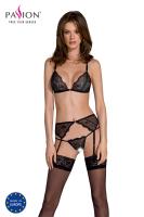 Комплект с открытым доступом Passion DELIENA SET L/XL black, лиф, стринги, пояс для чулок