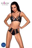 Комплект белья Passion TASMINA SET XXL/XXXL black, лиф, высокие трусики с корсетом сзади