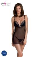 Сорочка Passion DELIENA CHEMISE S/M black, стринги с заниженной талией