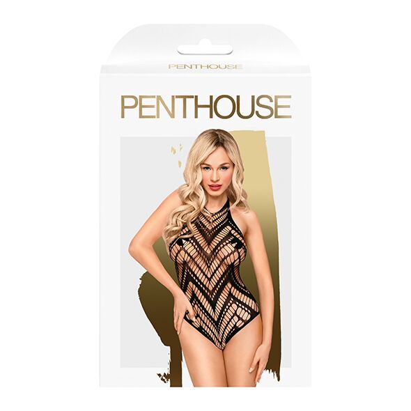Боди с геометрическим орнаментом Penthouse - Go Hotter Black S/L
