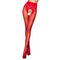 Эротические колготки TIOPEN 006 red 1/2 (30 den) - Passion, с вырезом, имитация трусиков