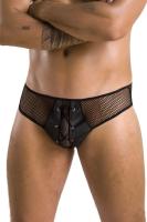 Мужские трусы со шнуровкой Passion 035 Slip Richard S/M Black, экокожа, сетка