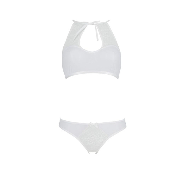 Комплект: бра, трусики с ажурным декором и открытым шагом Ursula Set white XXL/XXXL — Passion
