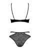 Эротический комплект под латекс со стрепами Obsessive Bagirela 2-pcs set L/XL, черный, под леопард, || 