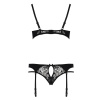 Комплект белья PAULINE SET black S/M - Passion: стрэпы: лиф, стринги и пояс для чулок || 