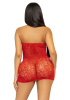 Платье-сетка со стразами Leg Avenue Rhinestone halter mini dress Red, открытая спина, one size || 