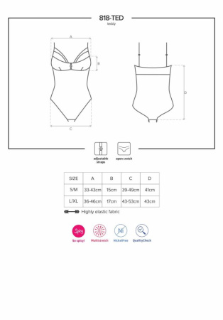 Кружевное боди с доступом 818-TED-1 teddy XS/S, черное || 