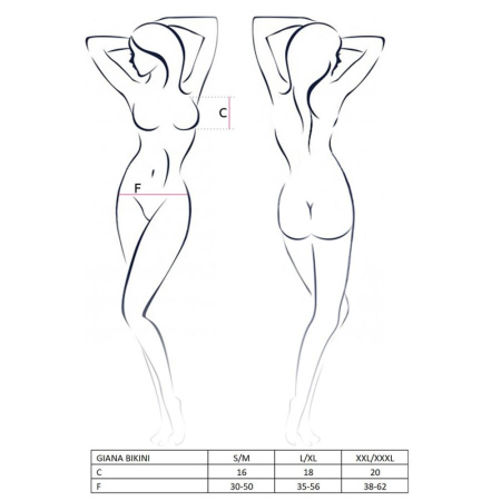 Комплект белья GIANA BIKINI black XXL/XXXL - Passion: полупрозрачные лиф и трусики с бантиками || 