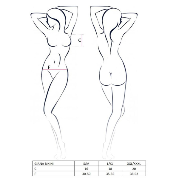 Комплект белья GIANA BIKINI black XXL/XXXL - Passion: полупрозрачные лиф и трусики с бантиками