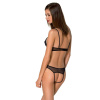 Комплект: браллет с ажурным лифом и открытыми трусиками Christa Set with Open Bra black L/XL — Passi || 