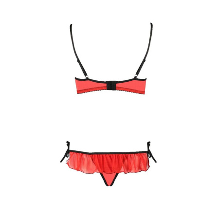Комплект белья CHERRY SET OpenBra red XXL/XXXL - Passion Exclusive: открытый лиф, трусики-юбочка || 