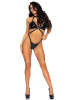 Виниловый тедди Leg Avenue Teddy with strappy open back One size Black || 