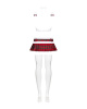 Эротический костюм школьницы с мини-юбкой Obsessive Schooly 5pcs costume L/XL бело-красный, топ, юбк || 