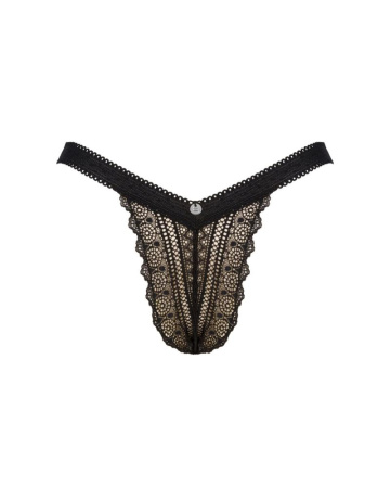 Кружевные трусики с заниженной талией Obsessive Estiqua panties M/L, черные || 