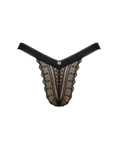Кружевные трусики с заниженной талией Obsessive Estiqua panties M/L, черные