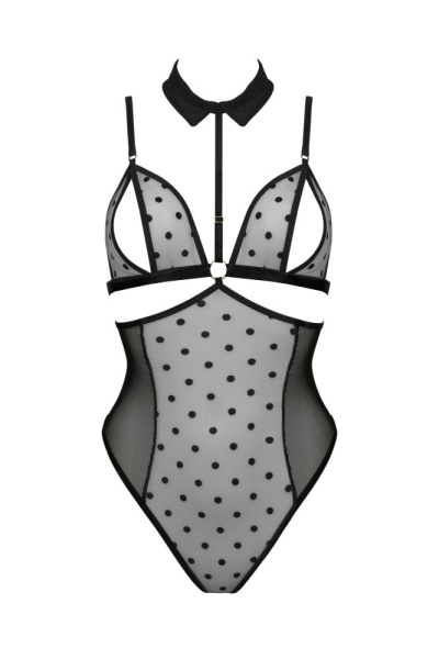 Боди с открытой грудью Passion DOMINICA BODY XXL/XXXL black, воротник-чокер, корсет