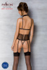 Корсет с открытой грудью Passion DOMINICA CORSET S/M beige, пажи для чулок, стринги || 