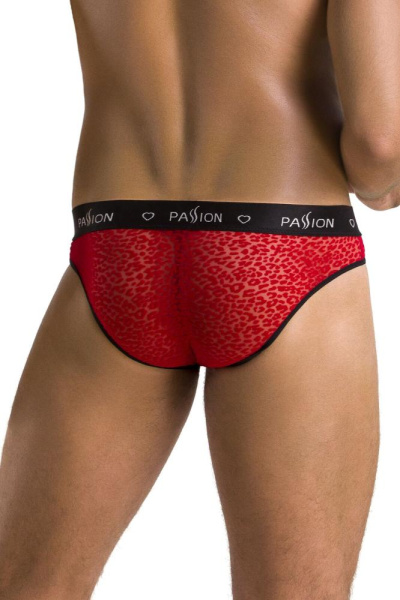 Мужские полупрозрачные трусы Passion 031 Slip Mike L/XL Red, под леопард