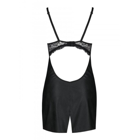 Бэби-долл из эко-кожи и кружева Loona Chemise black S/M - Passion || 