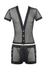 Комплект сетчатого мужского белья Passion 052 Set Michael XXL/XXXL Black, рубашка, боксеры, заклепки || 