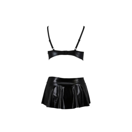 Комплект белья под латекс DEBY SET black XXL/XXXL - Passion: лиф, мини-юбочка, стринги || 