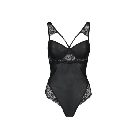 Боди из эко-кожи и кружева Loona Body black L/XL - Passion || 