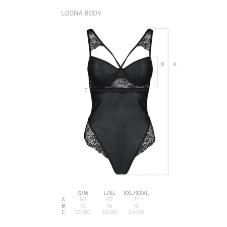 Боди из эко-кожи и кружева Loona Body black L/XL - Passion || 