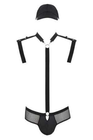 Комплект эротического мужского белья Passion 038 Set John L/XL Black, боди, кепка || 