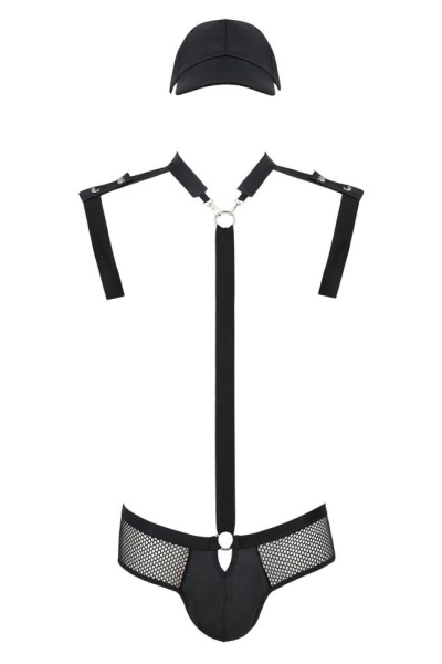 Комплект эротического мужского белья Passion 038 Set John L/XL Black, боди, кепка