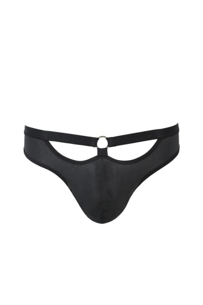 Мужские слипы с вырезами Passion 041 Slip Joe L/XL Black, экокожа, открытые ягодицы