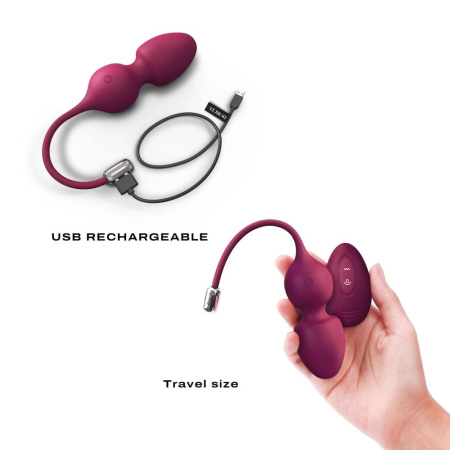 Вагинальные шарики Dorcel LOVE BALLS PLUM, вибрации и движения внутреннего шарика, пульт ДУ || 