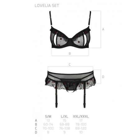 Сексуальный комплект с поясом для чулок LOVELIA SET black XXL/XXXL - Passion || 