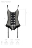 Корсет со шнуровкой Passion NESSY CORSET S/M black, стринги с открытым доступом, пажи для чулок || 
