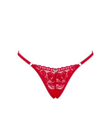 Кружевные стринги Obsessive Lacelove thong XS/S Red, низкая посадка || 
