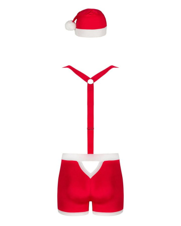 Мужской эротический костюм Санта-Клауса Obsessive Mr Claus S/M, боксеры на подтяжках, шапочка с помп || 