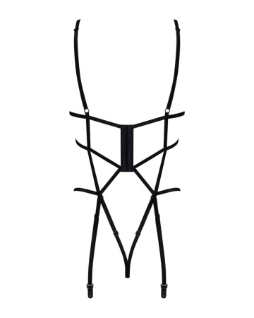 Боди из стреп с доступом Obsessive Badossa crotchless teddy S/M, черный || 
