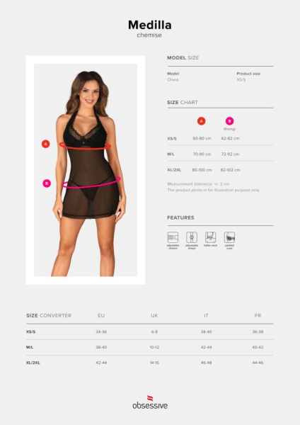 Пеньюар Obsessive Medilla chemise & thong M/L
