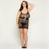 Сетчатое платье с бабочками JSY «Сексапильная Эмили» Plus Size, Black, имитация шнуровки, кружево || 