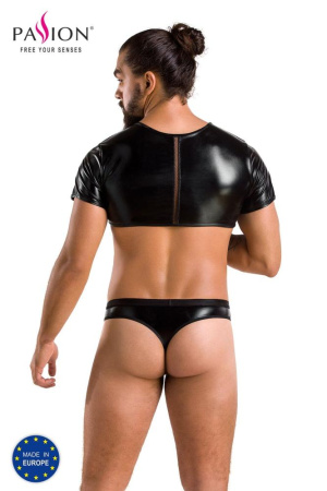 Комплект мужского белья под латекс Passion 057 Set Peter L/XL Black, кроп-топ, стринги || 