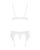Кружевной комплект белья Obsessive 810-SEG-1 L/XL White, бюстгальтер, стринги, пояс для чулок || 