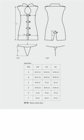 Эротический костюм стюардессы Obsessive Stewardess 3 pcs costume grey L/XL, серый, платье, стринги, || 